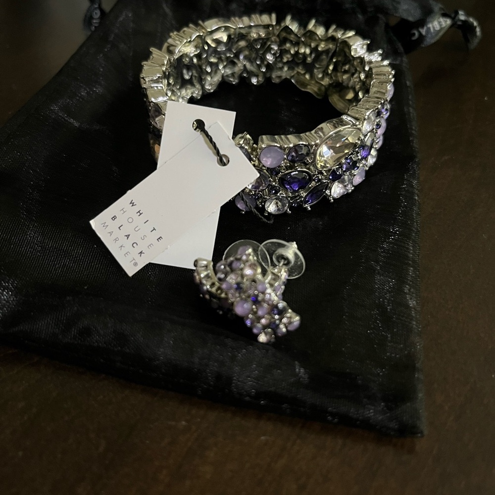 White House Black Market Silver and Purple Bracelet